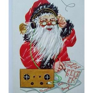 Vintage Christmas Postcard Santa Claus Ham Radio Broadcast Circuit Waves Ser 54